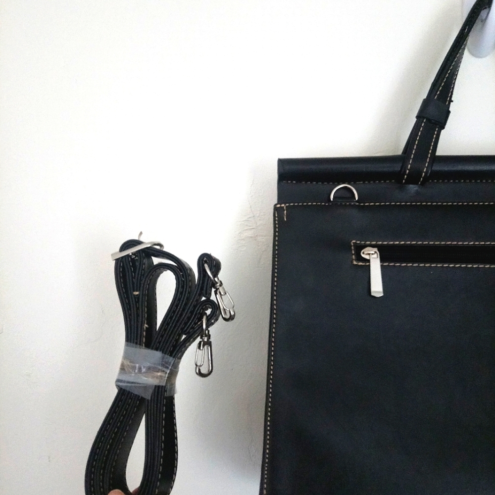 Black Rectangular Leather Laptop Or Business Bag - image 7